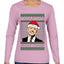 Treason's Greetings Biden President Humor Ugly Christmas Sweater Womens Graphic Long Sleeve T-Shirt