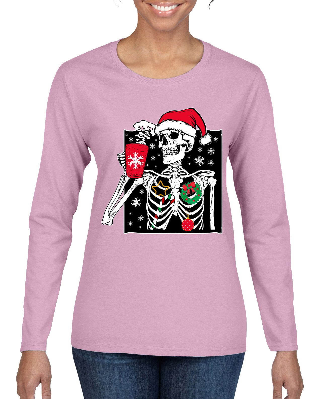 When You're Dead Inside But It's Christmas Christmas Womens Graphic Long Sleeve T-Shirt