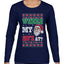 Where my Hos At Santa Funny Ugly Christmas Sweater Womens Graphic Long Sleeve T-Shirt