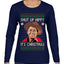 Shut Up Hippy It's Christmas Ugly Christmas Sweater Womens Graphic Long Sleeve T-Shirt
