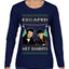 Escaped Bandits Classic Home Holiday Movie Ugly Christmas Sweater Womens Graphic Long Sleeve T-Shirt