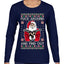 F Around And Find Out Santa Ugly Christmas Sweater Womens Graphic Long Sleeve T-Shirt