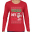 Where my Hos At Santa Funny Ugly Christmas Sweater Womens Graphic Long Sleeve T-Shirt