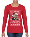 Christmas Is Cancelled Michael Scott Office Ugly Christmas Sweater Womens Graphic Long Sleeve T-Shirt