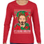It's Keanu Wreaths Ugly Christmas Sweater Womens Graphic Long Sleeve T-Shirt