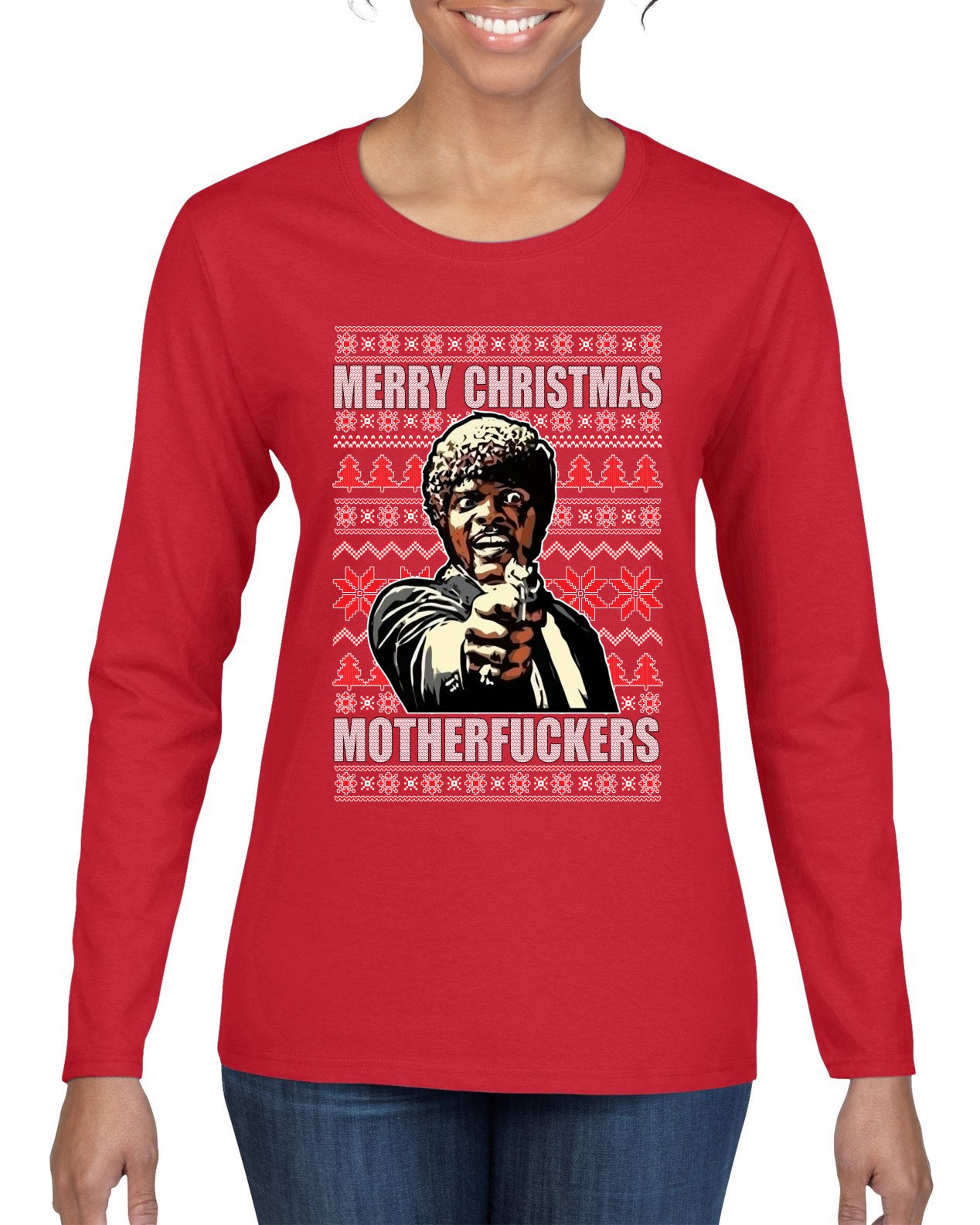 Merry Christmas Motherfuckers Christmas Womens Graphic Long Sleeve T-Shirt