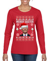 Merry Easter Christmas Womens Graphic Long Sleeve T-Shirt
