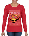 Turboman It's Turbo Time! Ugly Christmas Sweater Womens Graphic Long Sleeve T-Shirt