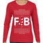 FJB Let's Go Brandon Chant Candy Cane Ugly Christmas Sweater Womens Graphic Long Sleeve T-Shirt