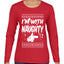 I'm With Naughty Individual Couples Ugly Christmas Sweater Womens Graphic Long Sleeve T-Shirt