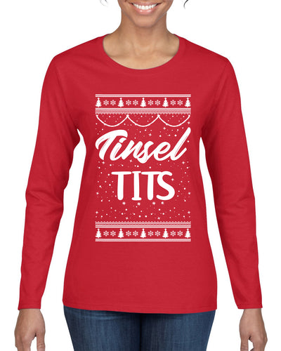 Tinsel Tits Individual Couples Ugly Christmas Sweater Womens Graphic Long Sleeve T-Shirt