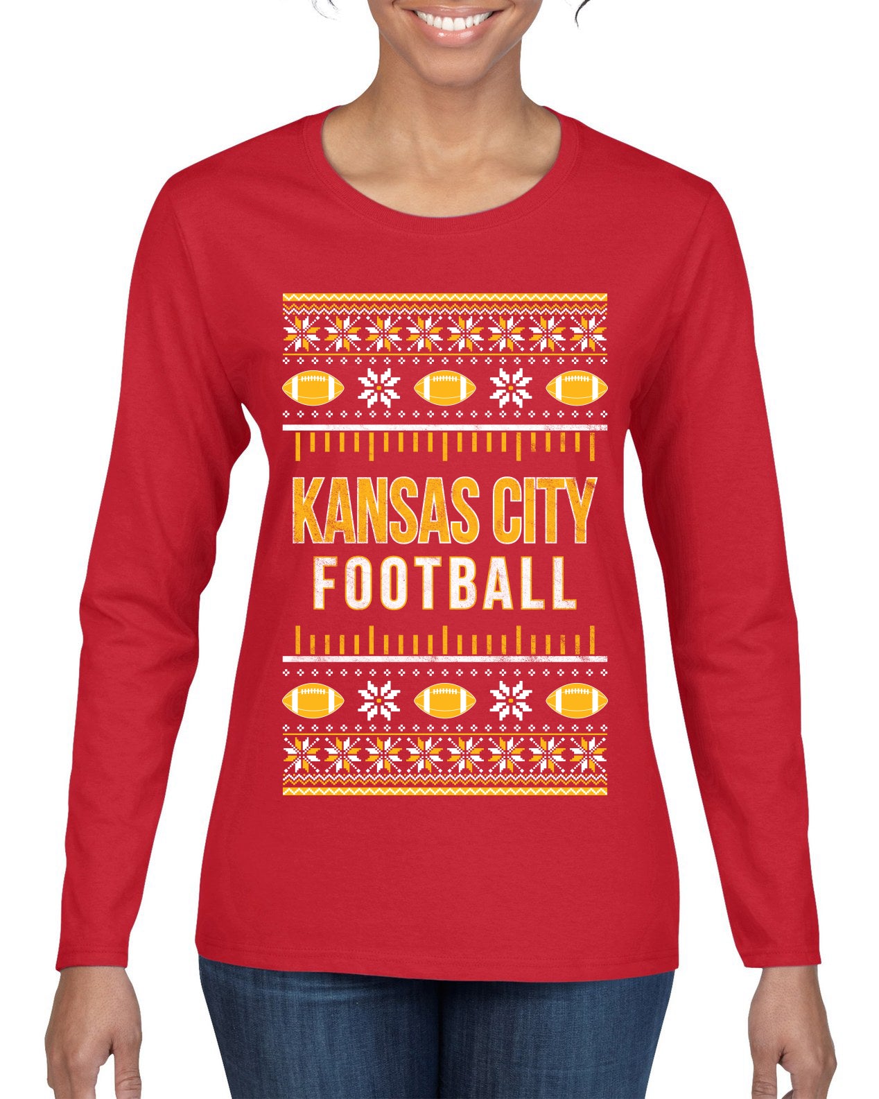 City of Kansas City KC American Football Fantasy Fan Ugly Christmas Sweater Unisex Crewneck Sweatshirt