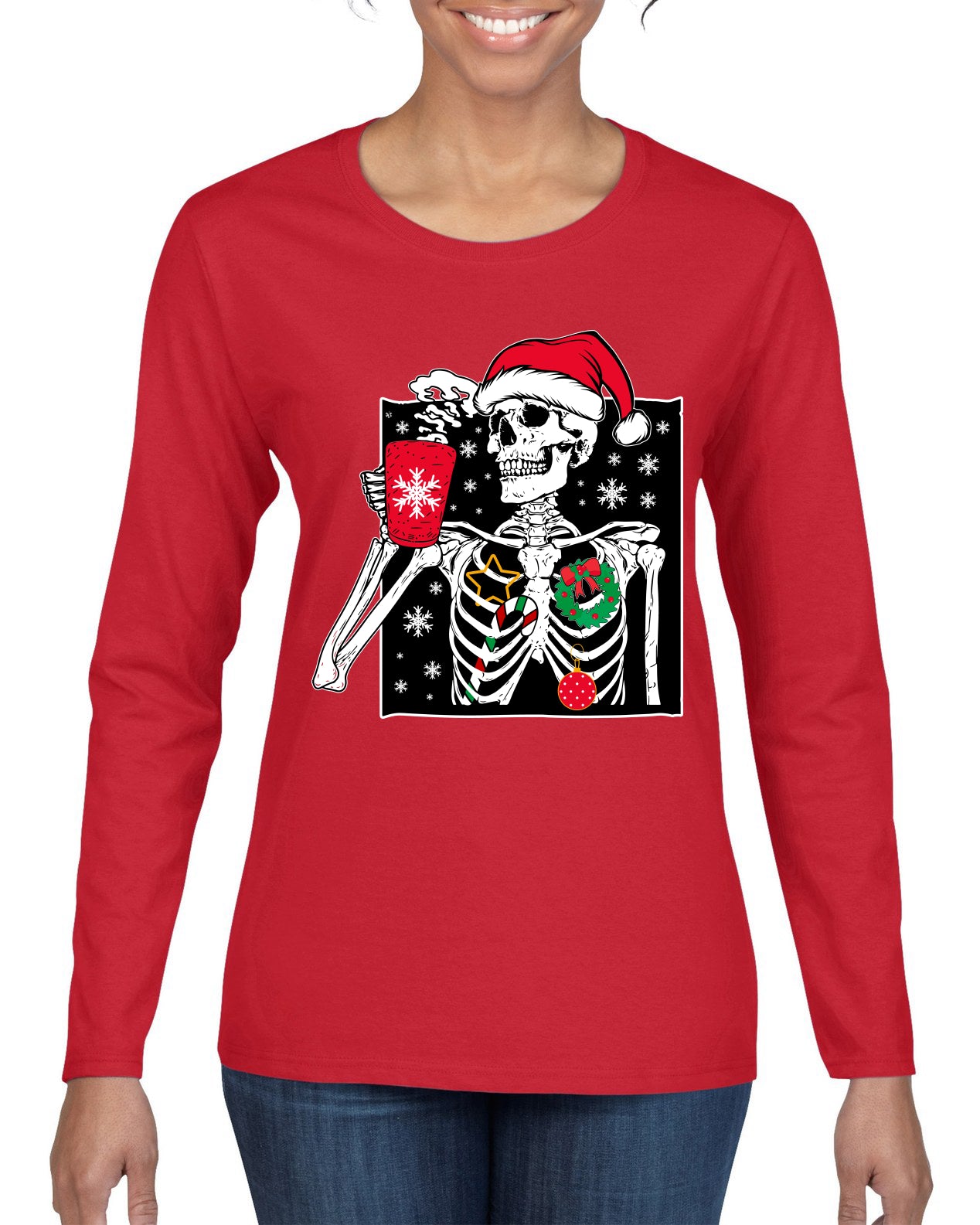 When You're Dead Inside But It's Christmas Christmas Womens Graphic Long Sleeve T-Shirt