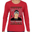 Peso Feliz Navidad Pluma Ugly Christmas Sweater Womens Graphic Long Sleeve T-Shirt
