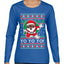 Yo Yo Yo Black Santa Ugly Christmas Sweater Womens Graphic Long Sleeve T-Shirt