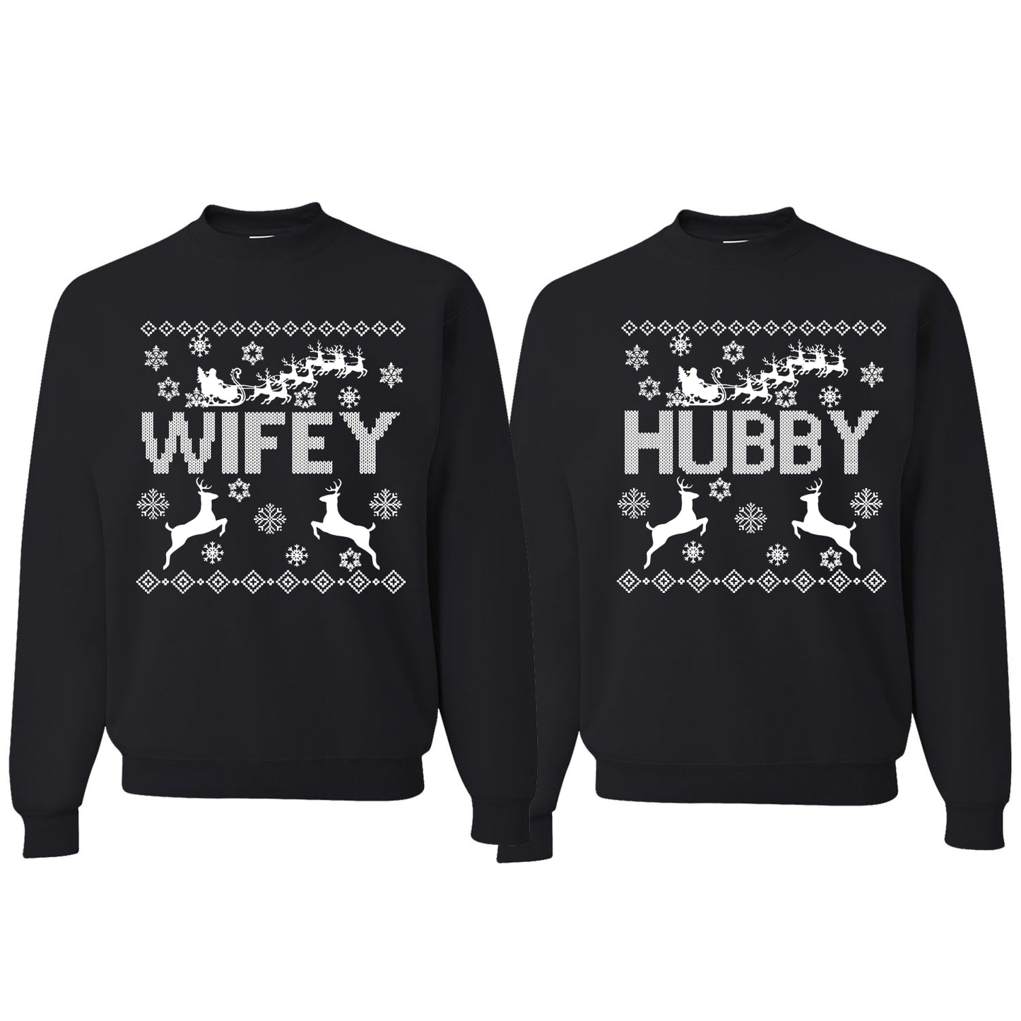 Wifey Hubby Ugly Christmas Christmas Matching Couples Crewneck Sweater