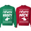 I'm With Naughty... I'm With Nice Ugly Christmas Sweater Matching Couples Crewneck Sweater