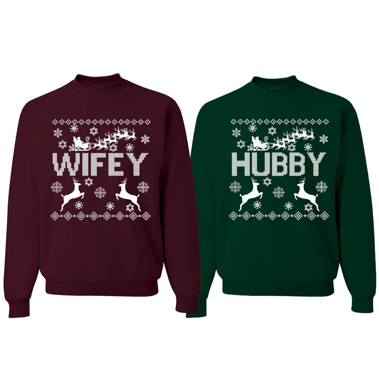 Wifey Hubby Ugly Christmas Christmas Matching Couples Crewneck Sweater