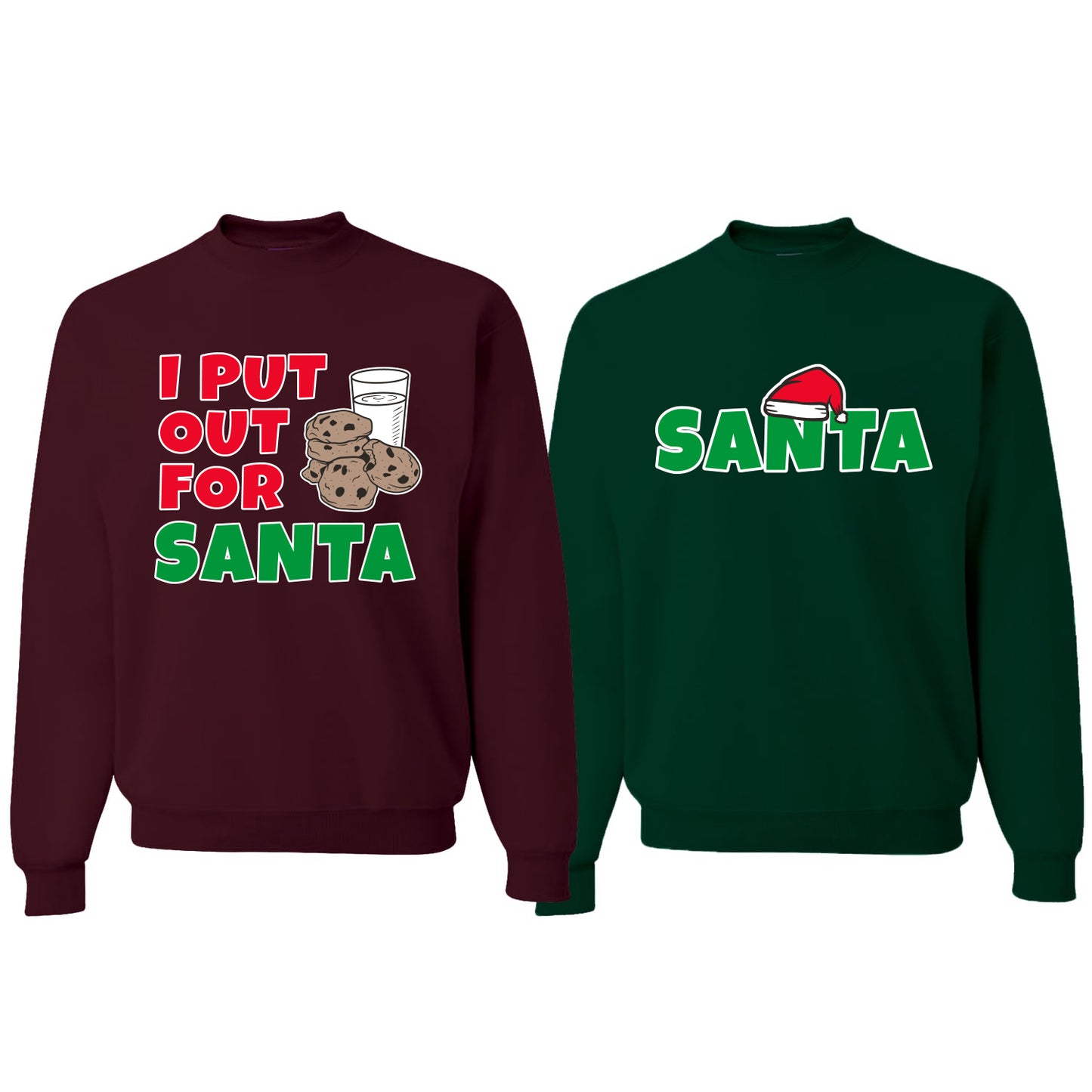 I Put Out For Santa Cookies Milk Xmas  Matching Couples Crewneck Sweater