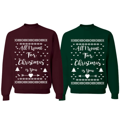 All I Want for Christmas Is You Couples Matching Couples Crewneck Sweater