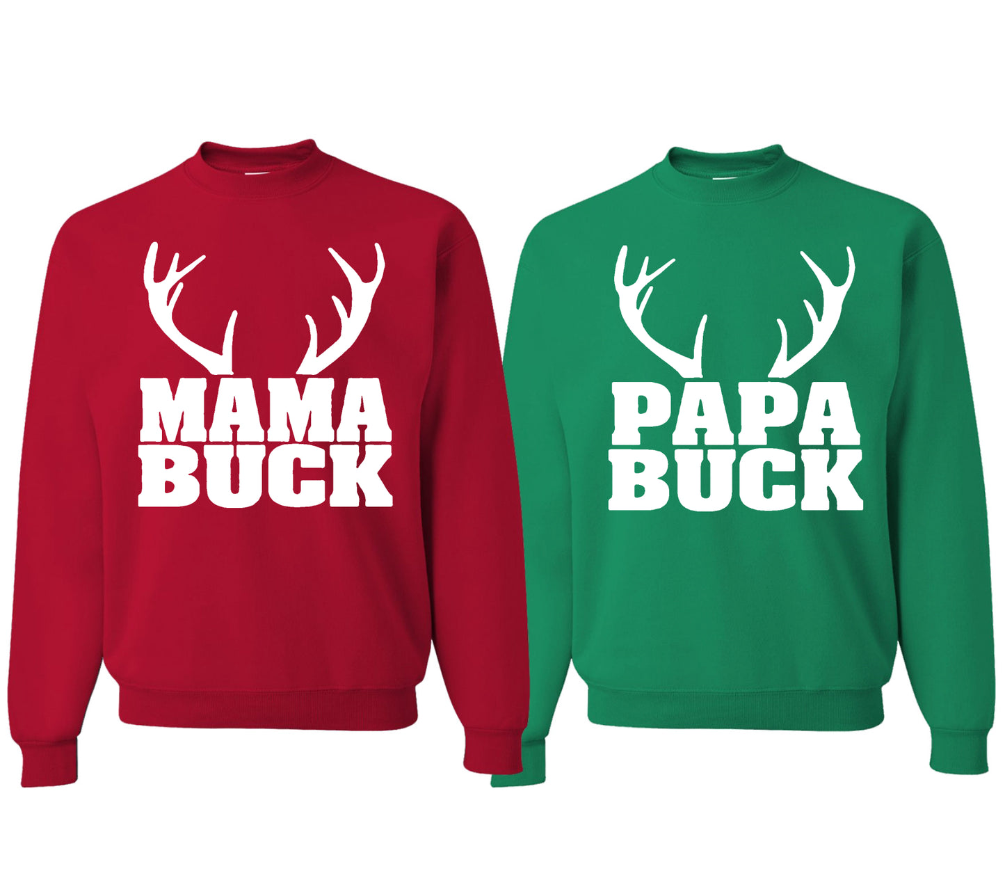 Mama Buck and Papa Buck Matching Couples Crewneck Sweater
