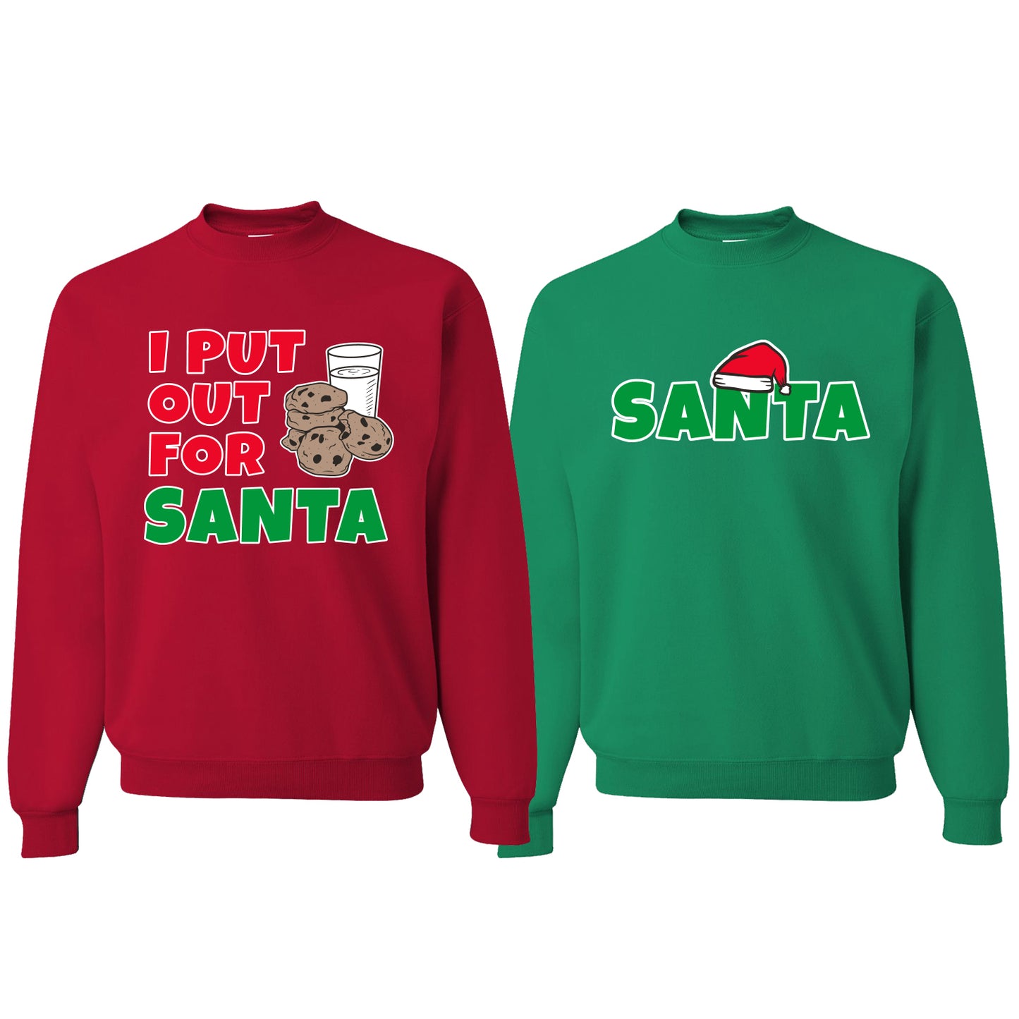 I Put Out For Santa Cookies Milk Xmas  Matching Couples Crewneck Sweater