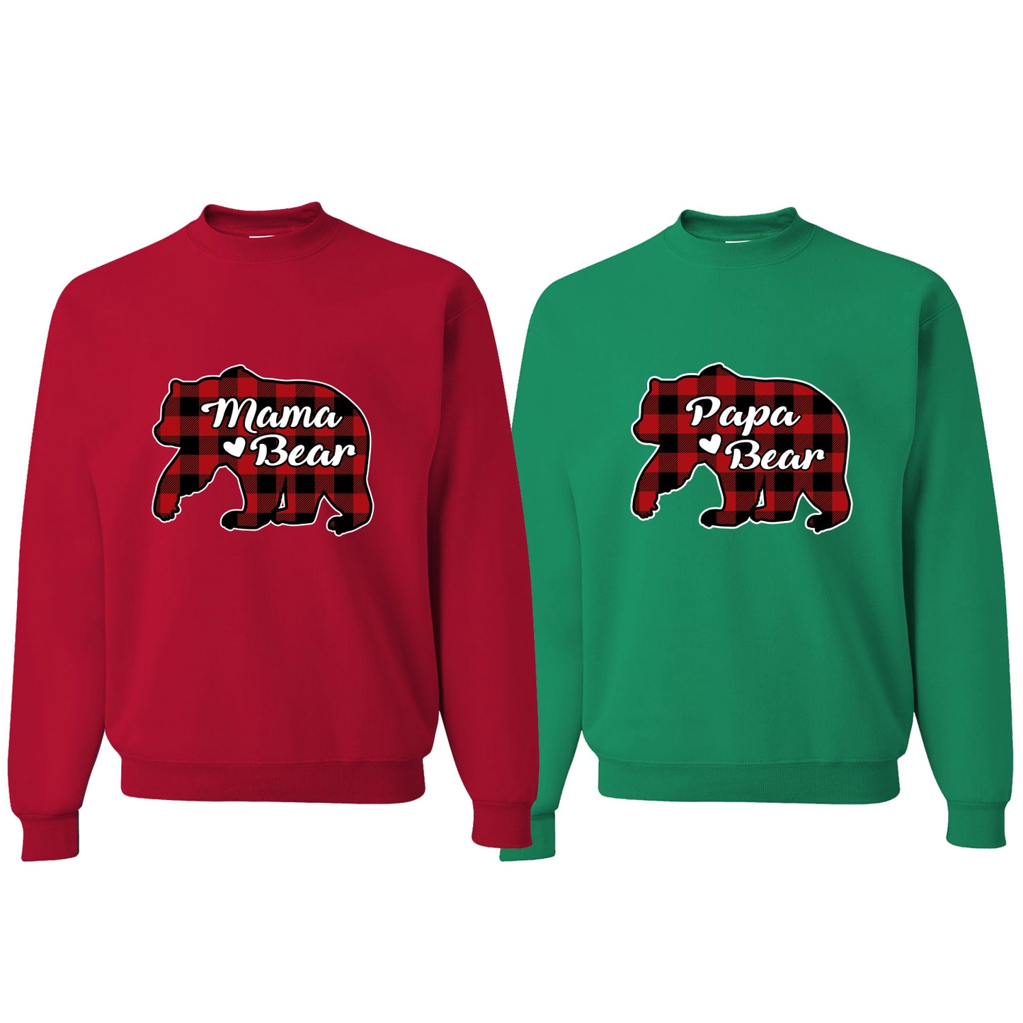 Papa Bear Mama Bear Cool Plaid Matching Design Matching Couples Crewneck Sweater