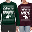 I'm With Naughty... I'm With Nice Ugly Christmas Sweater Matching Couples Crewneck Sweater