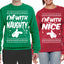 I'm With Naughty... I'm With Nice Ugly Christmas Sweater Matching Couples Crewneck Sweater