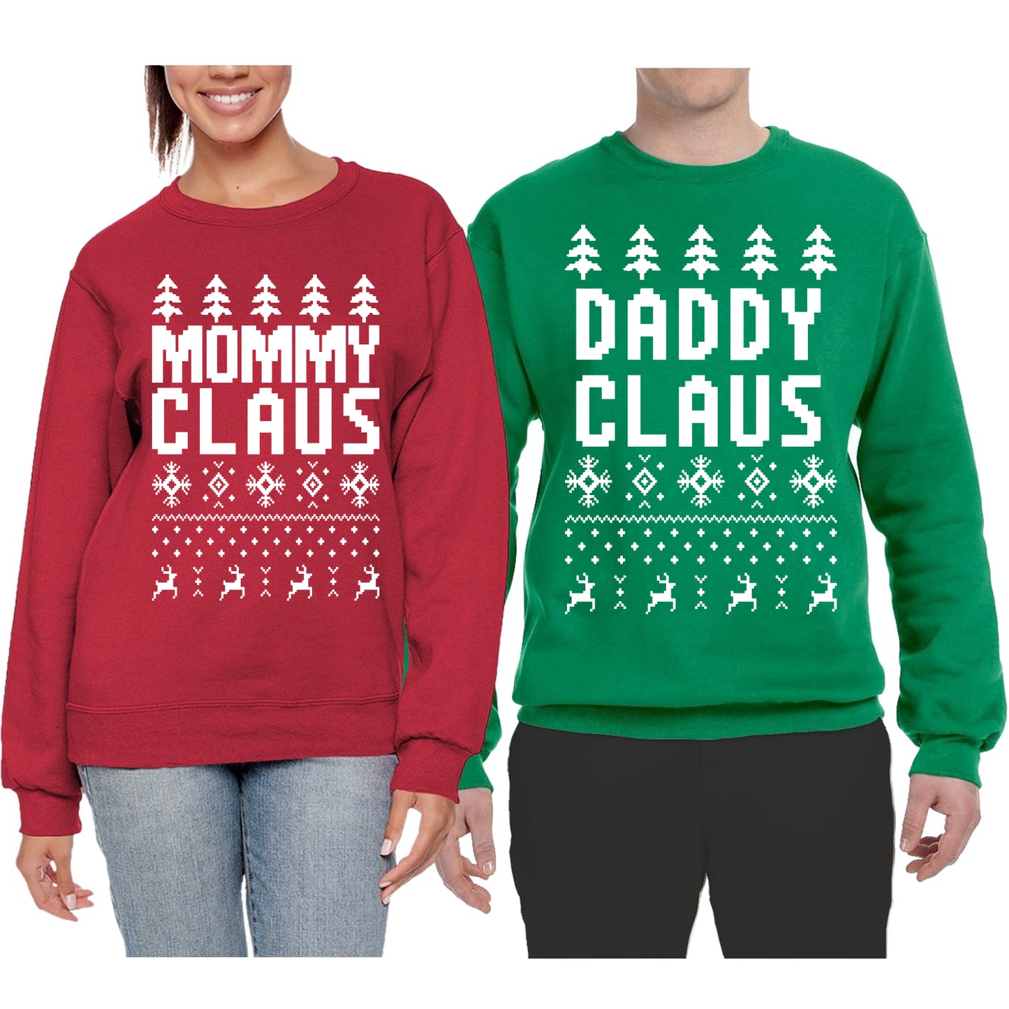 Mommy Claus and Daddy Claus Matching Couples Crewneck Sweater