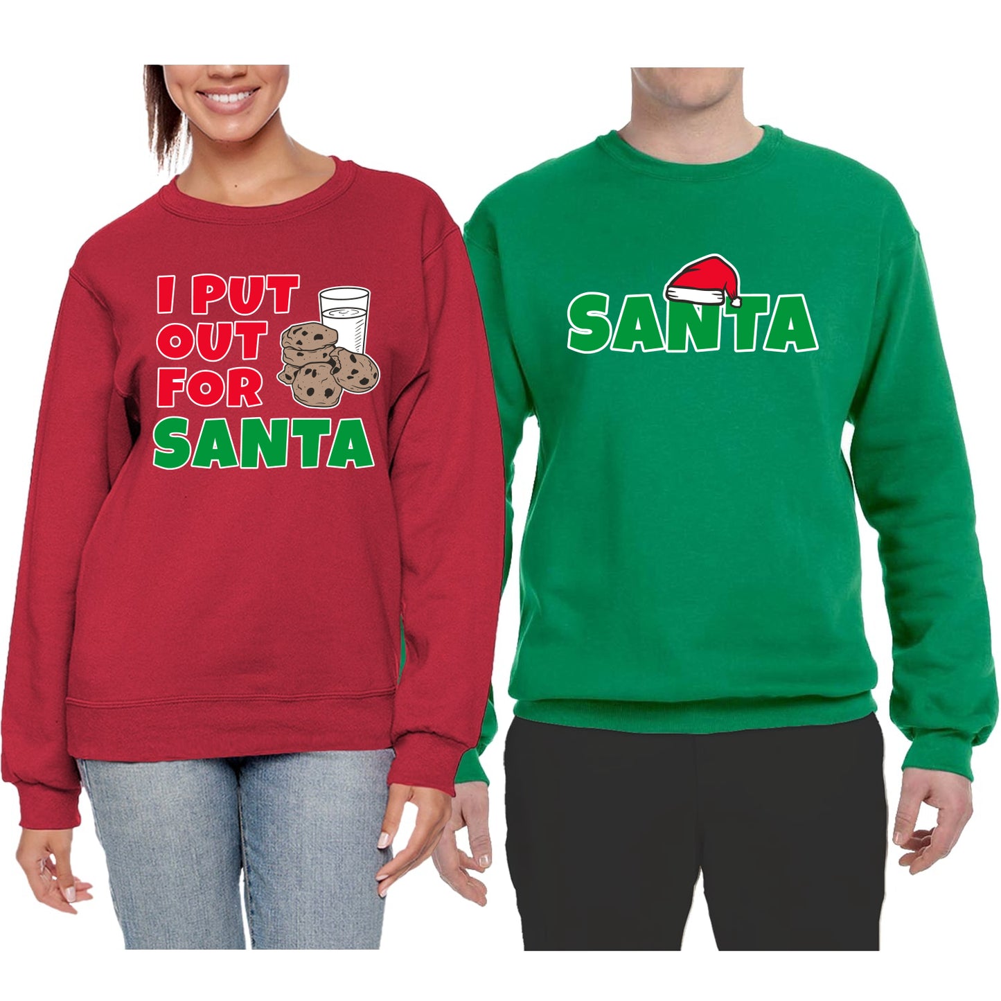 I Put Out For Santa Cookies Milk Xmas  Matching Couples Crewneck Sweater