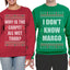 Todd Margo Why Is The Carpet All Wet Todd?... I Don't Know Margo Ugly Christmas Sweater Matching Couples Crewneck Sweater