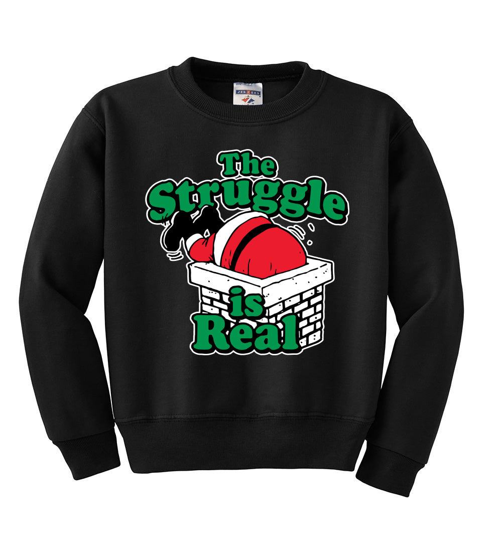 The Struggle is Real Xmas Ugly Christmas Sweater Boys Crewneck Graphic Sweatshirt