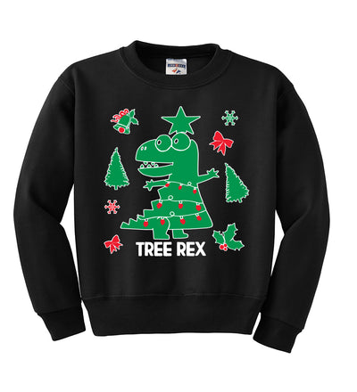 Christmas Trex Tree Rex Ugly Christmas Sweater Boys Crewneck Graphic Sweatshirt