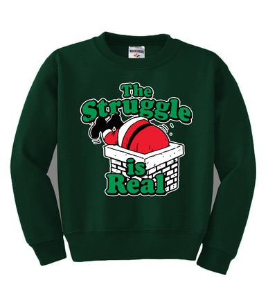 The Struggle is Real Xmas Ugly Christmas Sweater Boys Crewneck Graphic Sweatshirt