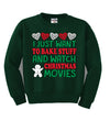 I Just want to Make Stuff and Watch Christmas Movies Ugly Christmas Sweater Boys Crewneck Graphic Sweatshirt