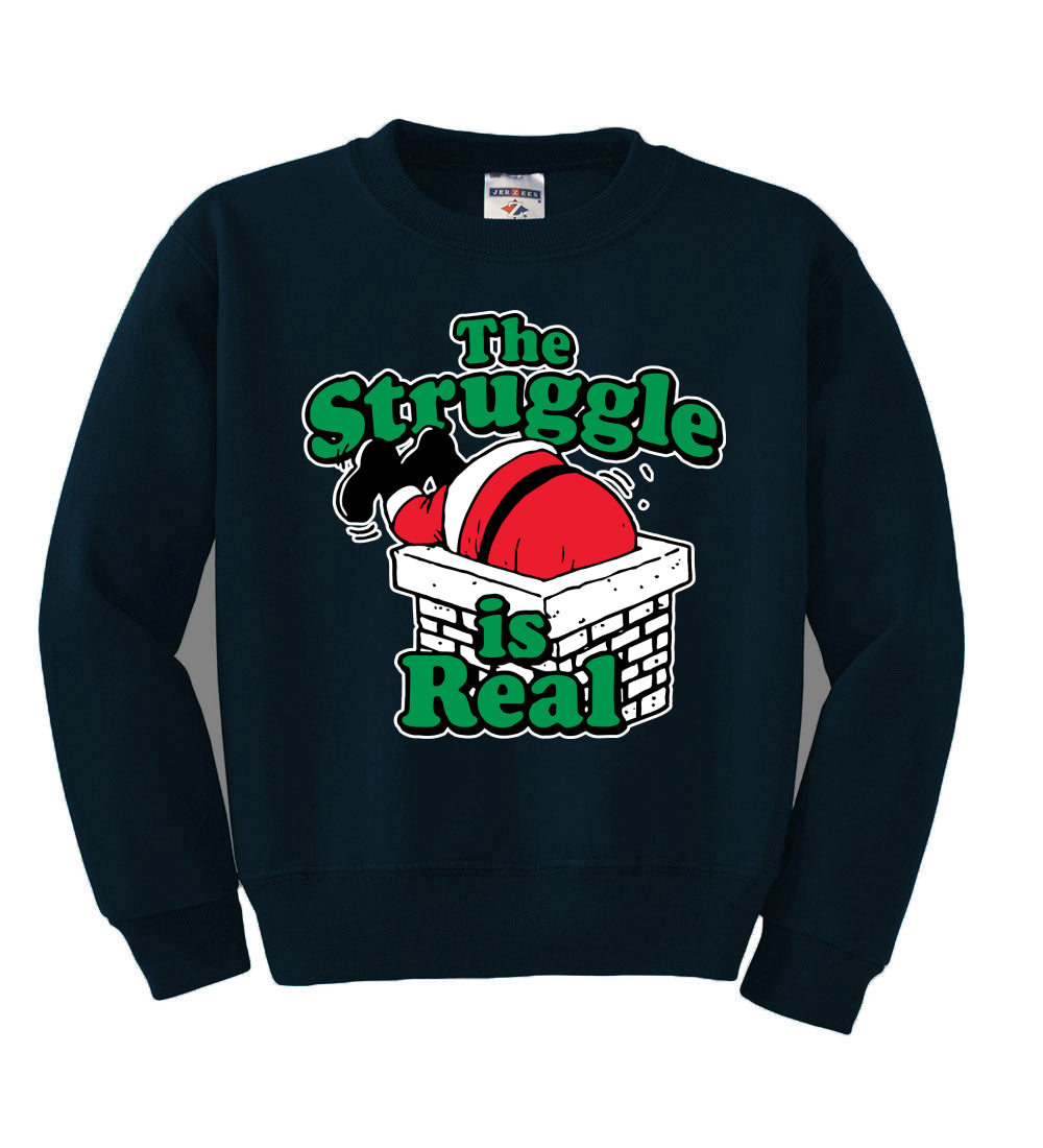 The Struggle is Real Xmas Ugly Christmas Sweater Boys Crewneck Graphic Sweatshirt