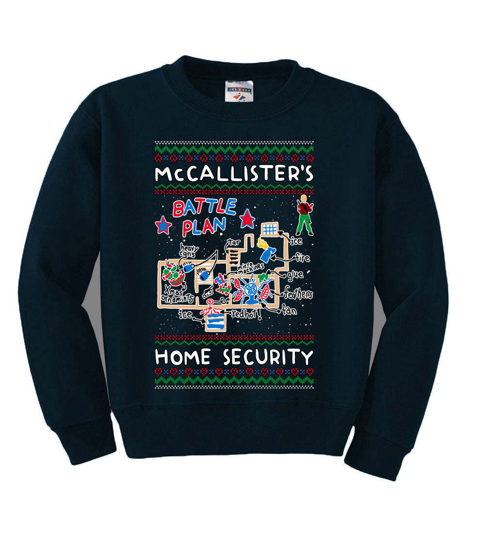 McCallister's Home Security Battle Plan Alone Kevin Christmas Unisex Boys Girls Crewneck Graphic Sweatshirt