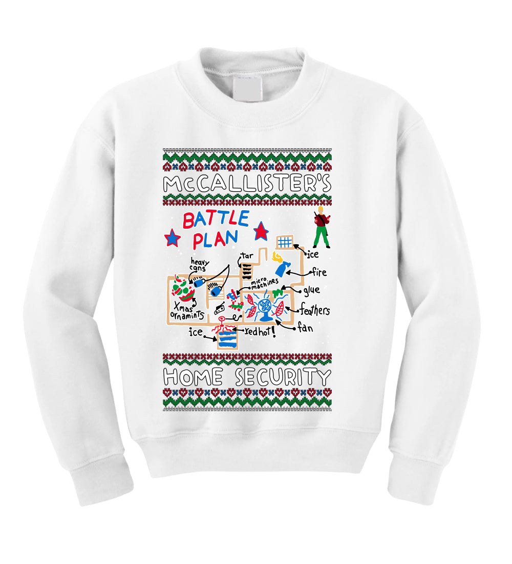 McCallister's Home Security Battle Plan Alone Kevin Christmas Unisex Boys Girls Crewneck Graphic Sweatshirt