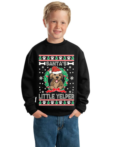 Santa's Little Yelper Ugly Christmas Sweater Unisex Boys Girls Crewneck Graphic Sweatshirt