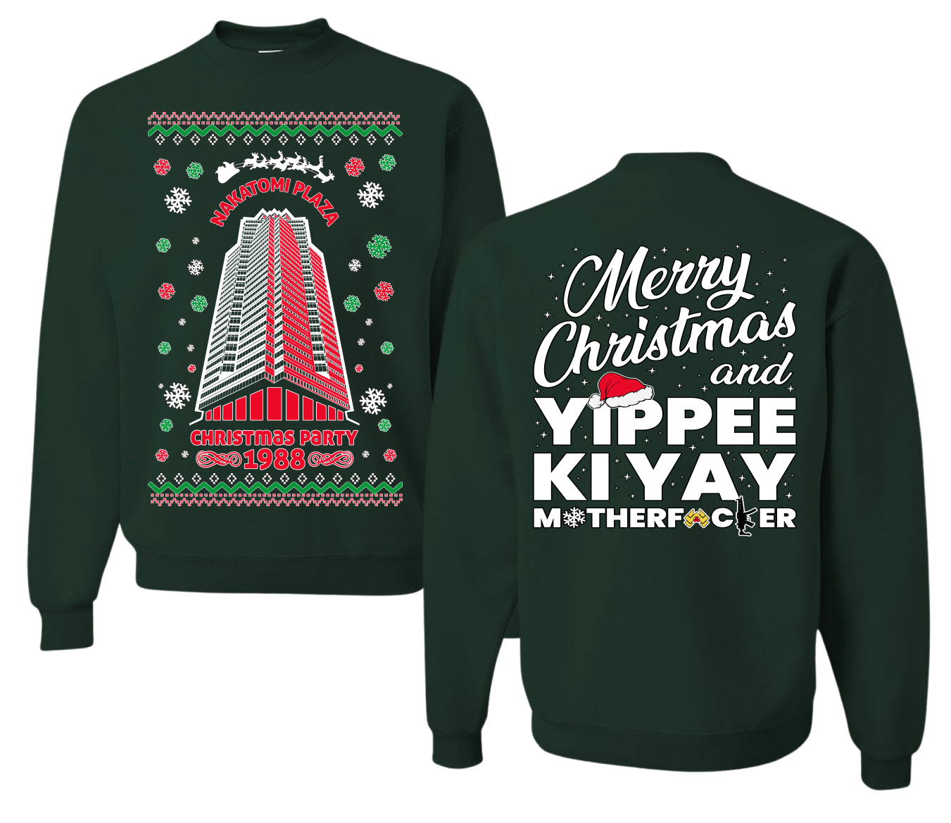 Nakatomi Plaza Christmas Party 1988 Ugly Christmas Front and Back Sweater Unisex Crewneck Sweatshirt