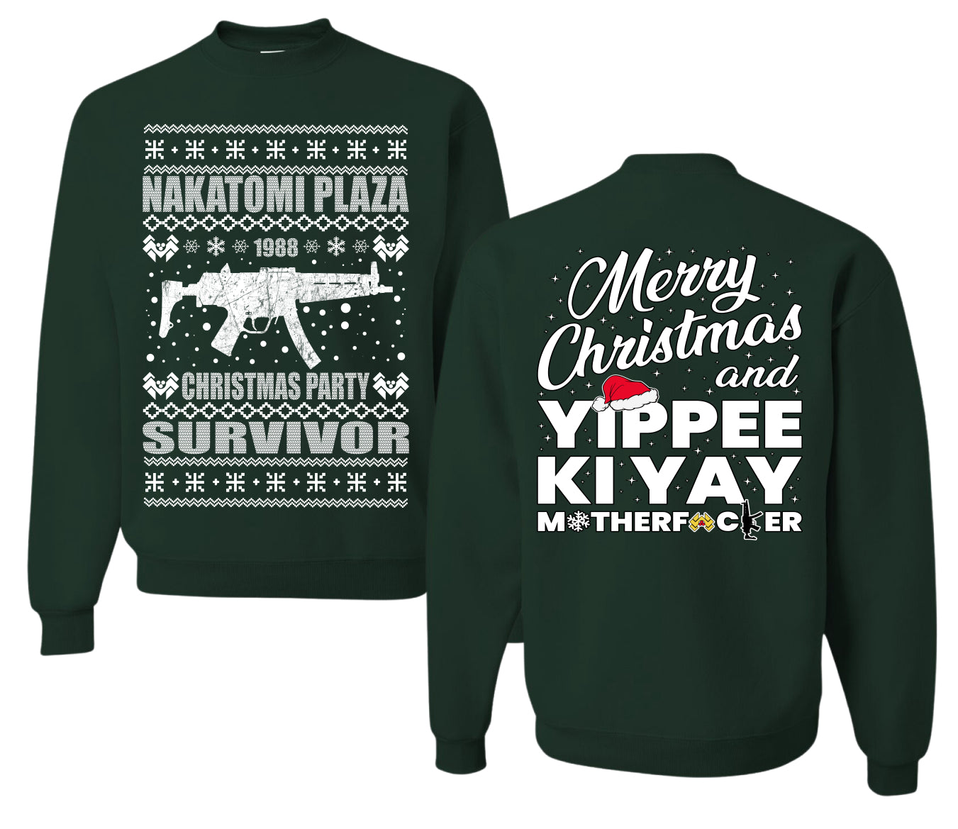 Nakatomi Plaza Christmas Party Survivor 1988 Ugly Christmas Front and Back Sweater Unisex Crewneck Sweatshirt