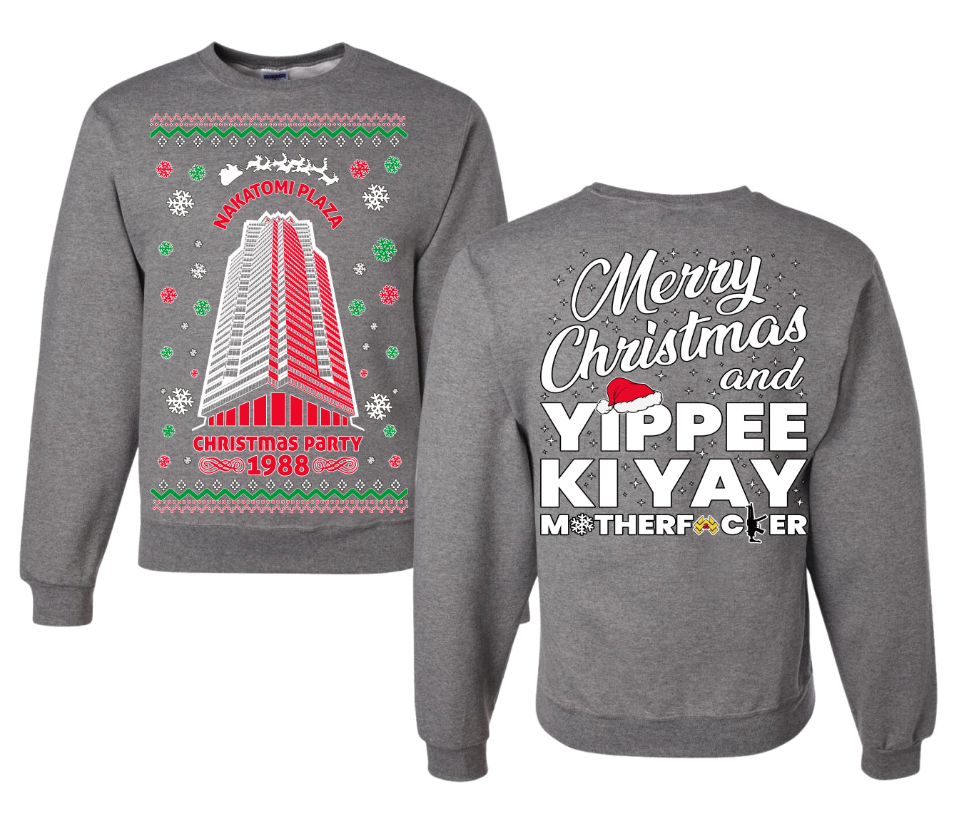 Nakatomi Plaza Christmas Party 1988 Ugly Christmas Front and Back Sweater Unisex Crewneck Sweatshirt