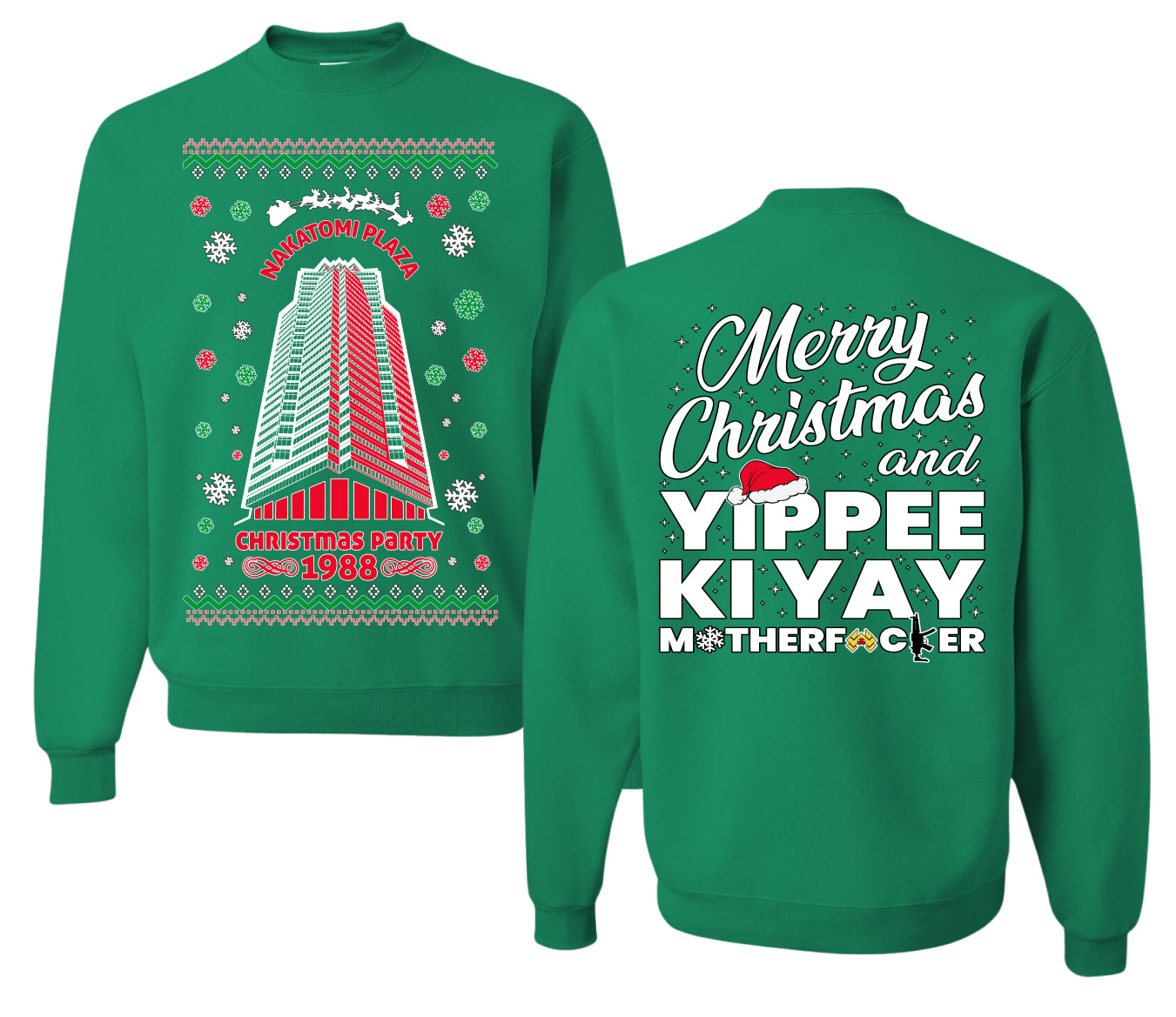 Nakatomi Plaza Christmas Party 1988 Ugly Christmas Front and Back Sweater Unisex Crewneck Sweatshirt
