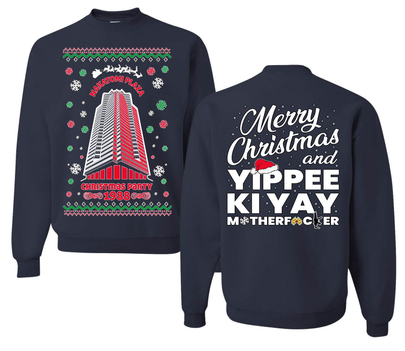 Nakatomi Plaza Christmas Party 1988 Ugly Christmas Front and Back Sweater Unisex Crewneck Sweatshirt