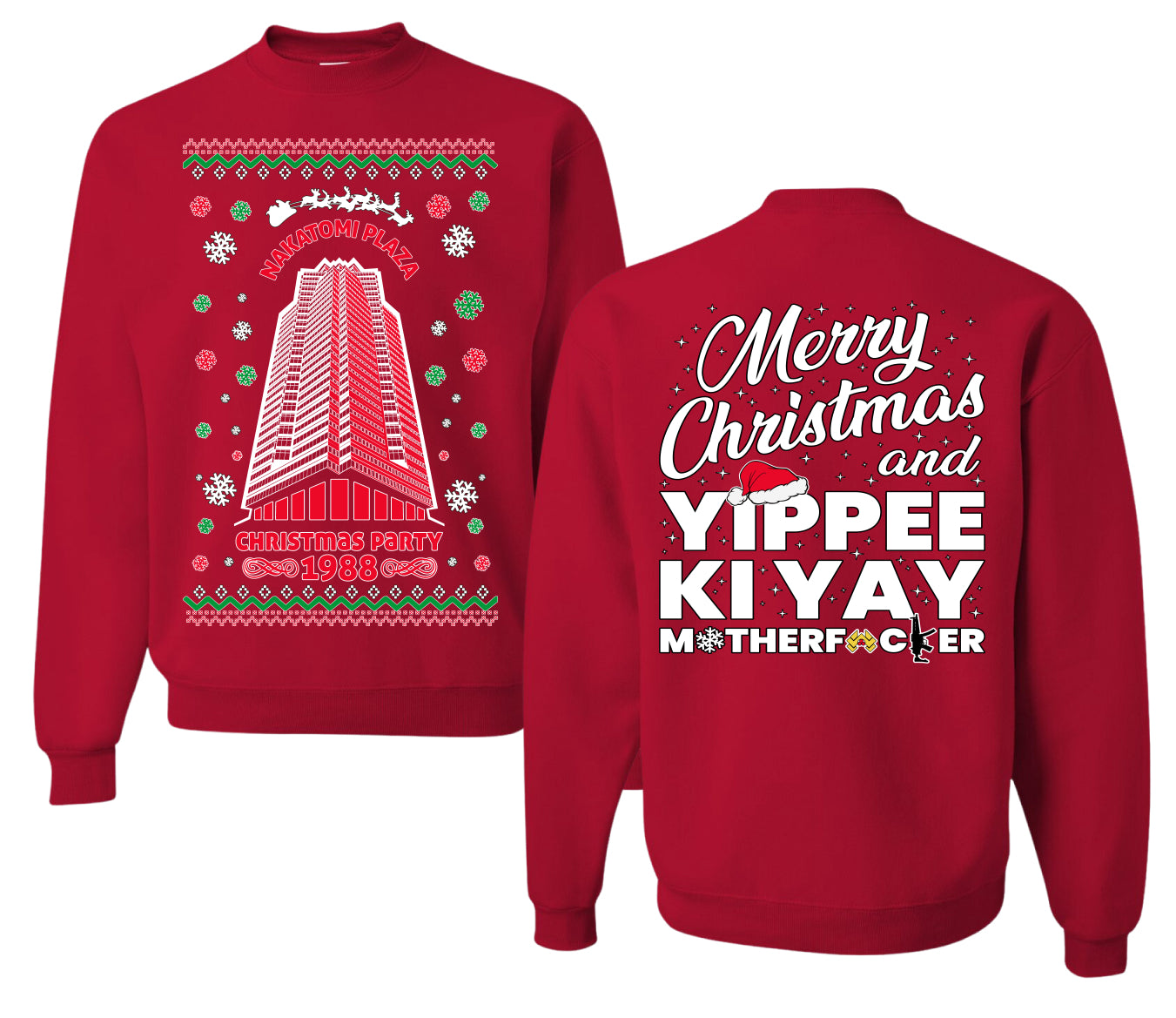 Nakatomi Plaza Christmas Party 1988 Ugly Christmas Front and Back Sweater Unisex Crewneck Sweatshirt