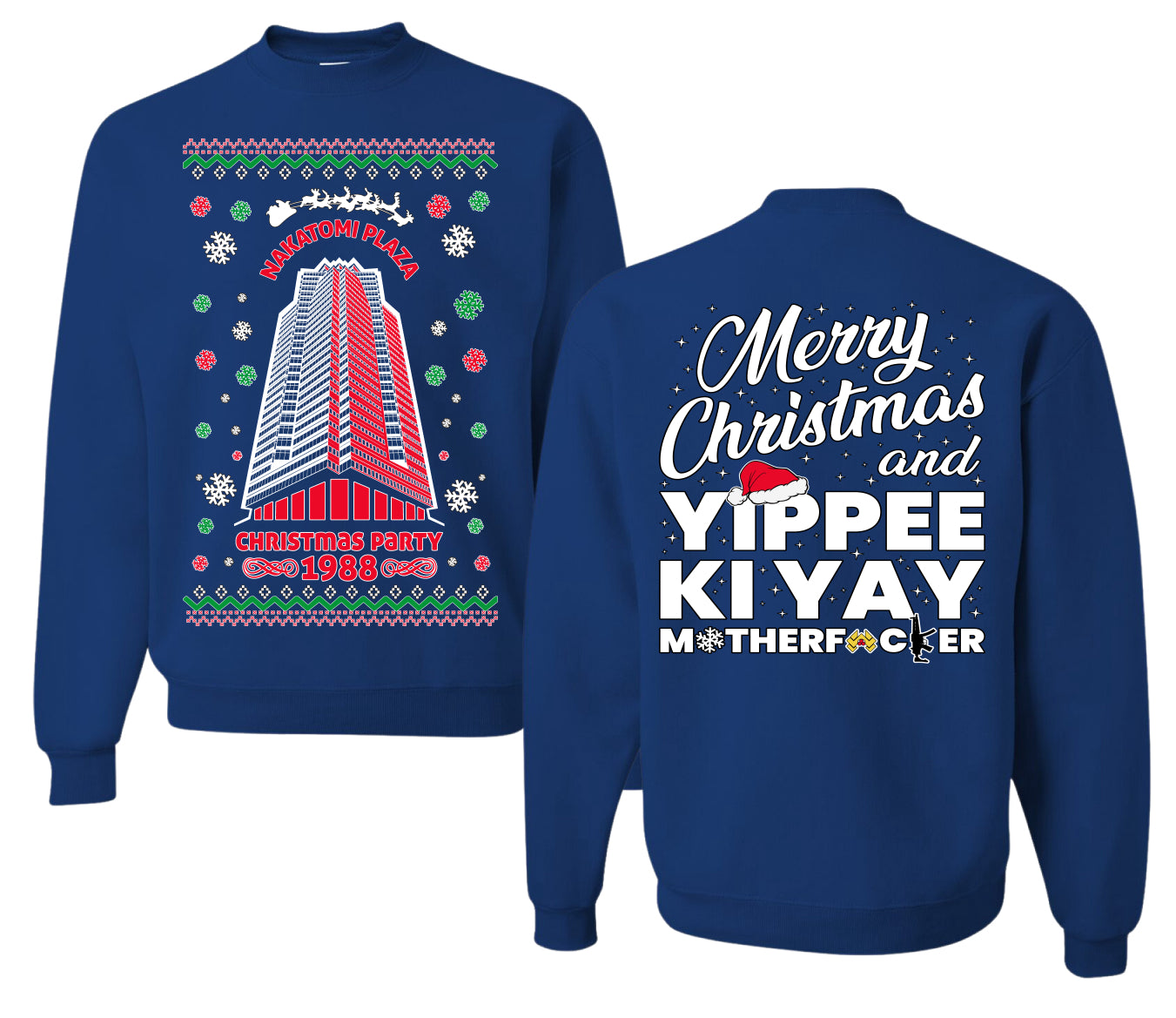 Nakatomi Plaza Christmas Party 1988 Ugly Christmas Front and Back Sweater Unisex Crewneck Sweatshirt
