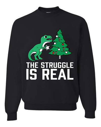 Christmas Trex The Struggle is Real Ugly Christmas Sweater Christmas Unisex Crewneck Graphic Sweatshirt