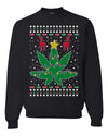 Weed Marijuana Lit Deer Pot Leaf Xmas Lights Christmas Unisex Crewneck Graphic Sweatshirt