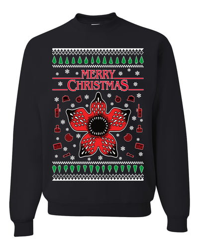 Merry Christmas collage of flower, phone, camera, and compass Christmas Unisex Crewneck Graphic Sweatshirt